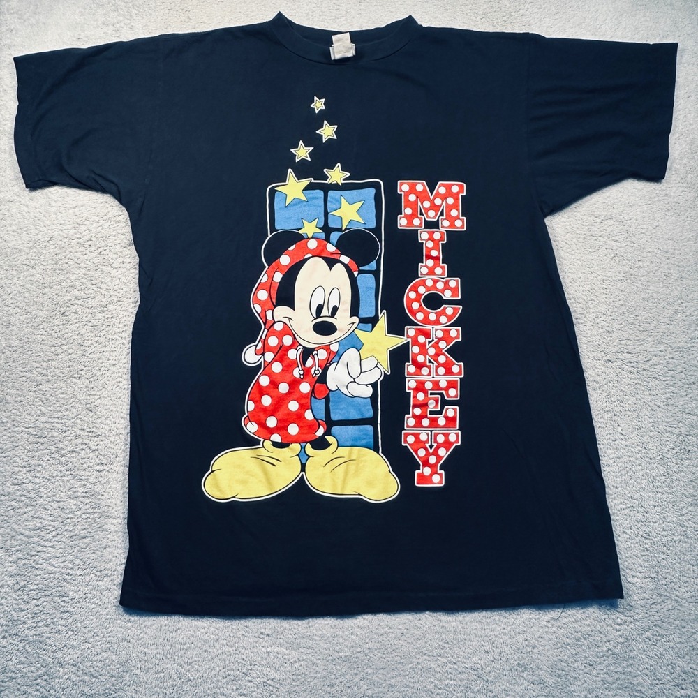 Vintage 90s Mickey Unlimited One Size Fits All Black Graphic T Shirt Sleepy‎